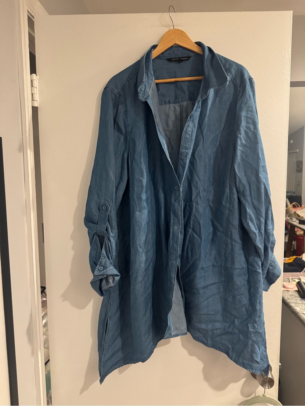 Zac & Rachel Blue Lightweight Longline Shirt